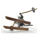 Antique Austrian Vienna Bronze Cat Figurine with Skis