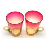Pair of Antique Amberina Cups with Handles