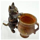 Antique Miniature Austrian Viennese Cat Figurine Miniature with Vase