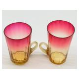Pair of Antique Amberina Cups with Handles