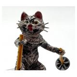 Antique Austrian Vienna Bronze Cat Figurine with Skis