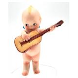 Antique Kewpie Bisque Doll Playing Guitar