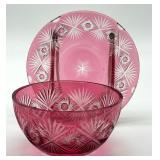 Antique Queen Anna Cranberry Foyer Bowl and Underplate