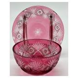 Antique Queen Anna Cranberry Foyer Bowl and Underplate