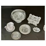 Assorted Antique Glassware including Victorian Sandwich Glass
