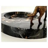 Vintage Marble Desk Tray with Bronze German Shepard Figurine