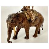 Antique Cold Painted Austria Miniature Bronze Elephant and Rider Figurine