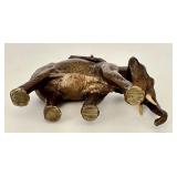 Antique Cold Painted Austria Miniature Bronze Elephant and Rider Figurine