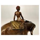 Antique Cold Painted Austria Miniature Bronze Elephant and Rider Figurine