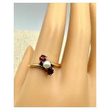 Vintage Petite 14k Pearl and Garnet Ring