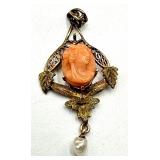 Antique 10k Cameo Pendant