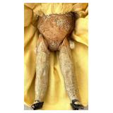 Antique Wooden Doll with Porcelain Head