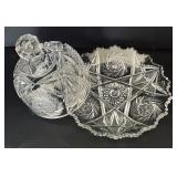 Vintage Cut Crystal and Glass Bowls and Covered Butter Dish