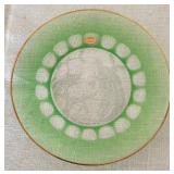Moser Glass Green Plate 1971 Den Matek Limited Edition Czech Republic with Case
