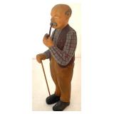 Vintage Wood Carved Man with a Pipe Figurine