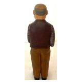 Vintage Wood Carved Man with a Pipe Figurine