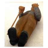 Vintage Wood Carved Man with a Pipe Figurine