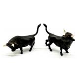 Pair of Antique Bronze Bull Figurines