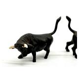 Pair of Antique Bronze Bull Figurines