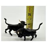 Pair of Antique Bronze Bull Figurines