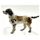 Antique Miniature Painted Bronze Dog Figurine