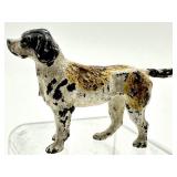 Antique Miniature Painted Bronze Dog Figurine