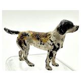 Antique Miniature Painted Bronze Dog Figurine