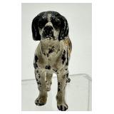 Antique Miniature Painted Bronze Dog Figurine