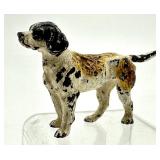 Antique Miniature Painted Bronze Dog Figurine
