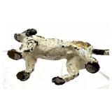 Antique Miniature Painted Bronze Dog Figurine