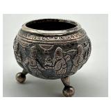 Vintage Footed Silver Plate Embossed Salt Cellar