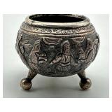 Vintage Footed Silver Plate Embossed Salt Cellar