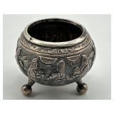 Vintage Footed Silver Plate Embossed Salt Cellar