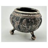 Vintage Footed Silver Plate Embossed Salt Cellar