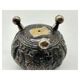 Vintage Footed Silver Plate Embossed Salt Cellar
