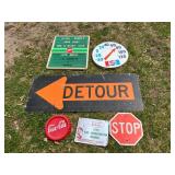 Assorted Signs & Pepsi Thermometer