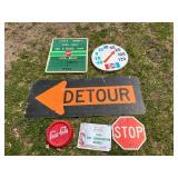Assorted Signs & Pepsi Thermometer