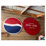 Coca-Cola & Pepsi-Cola Wood Signs - 4 Total
