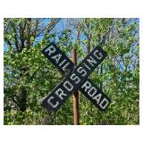 Vintage Rail Road Crossing Sign with Glass Marbles