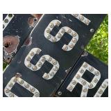 Vintage Rail Road Crossing Sign with Glass Marbles