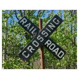 Vintage Rail Road Crossing Sign with Glass Marbles