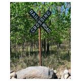 Vintage Rail Road Crossing Sign with Glass Marbles