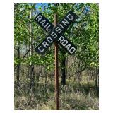 Vintage Rail Road Crossing Sign with Glass Marbles