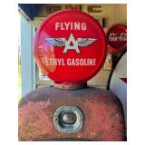 Martin & Schwartz Model 80 Gas Pump with Flying A Ethyl Gasoline Reproduction Topper