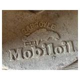 Gargoyle Mobiloil Porcelain Sign on Original Cast Iron Base