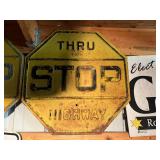 Vintage Stop Thru Highway Sign