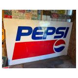 Large Pepsi Metal Sign with Wood Backing