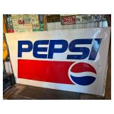 Large Pepsi Metal Sign with Wood Backing