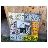 Vintage MN License Plates Framed Around Black Smith Shop Photo