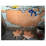 Plywood Template of United States & 2 Maple Leaves